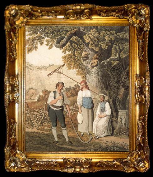 framed  Gabriel Lory fils Soiree champetre in l-oberhasli District of Bern, Ta009-2